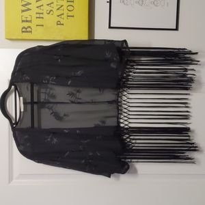 Floral Fringe Shawl Shrug